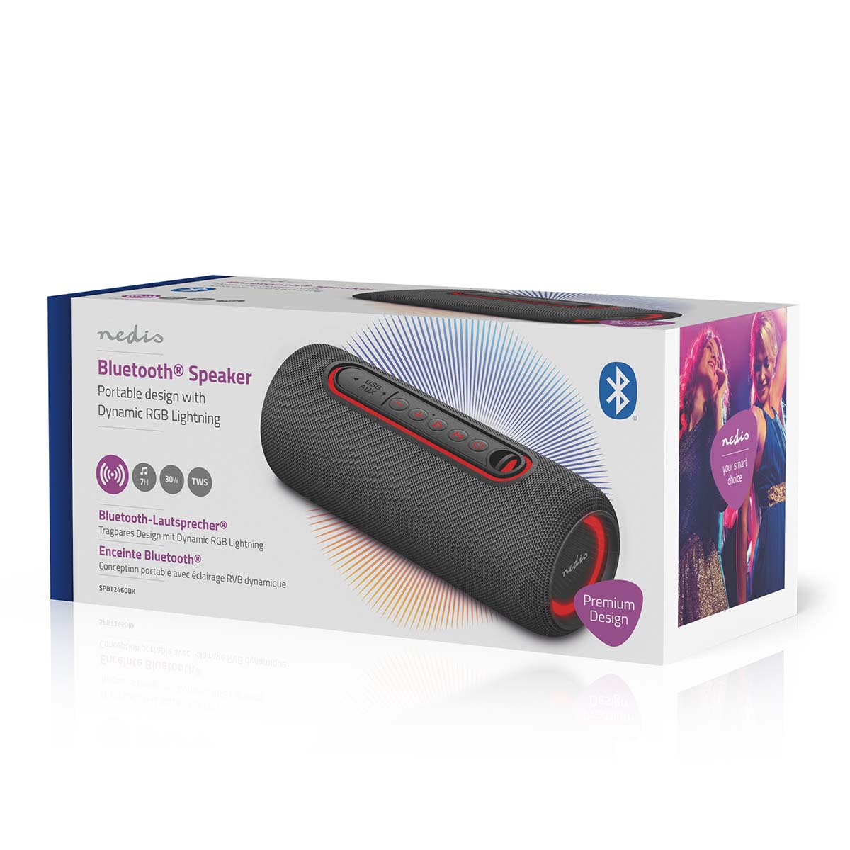 Bluetooth®-Lautsprecher | max. Batteriespielzeit: 4 Std | Handgerät | 30 W | Stereo | Eingebautes Mikro | X5 | Verknüpfbar | Schwarz