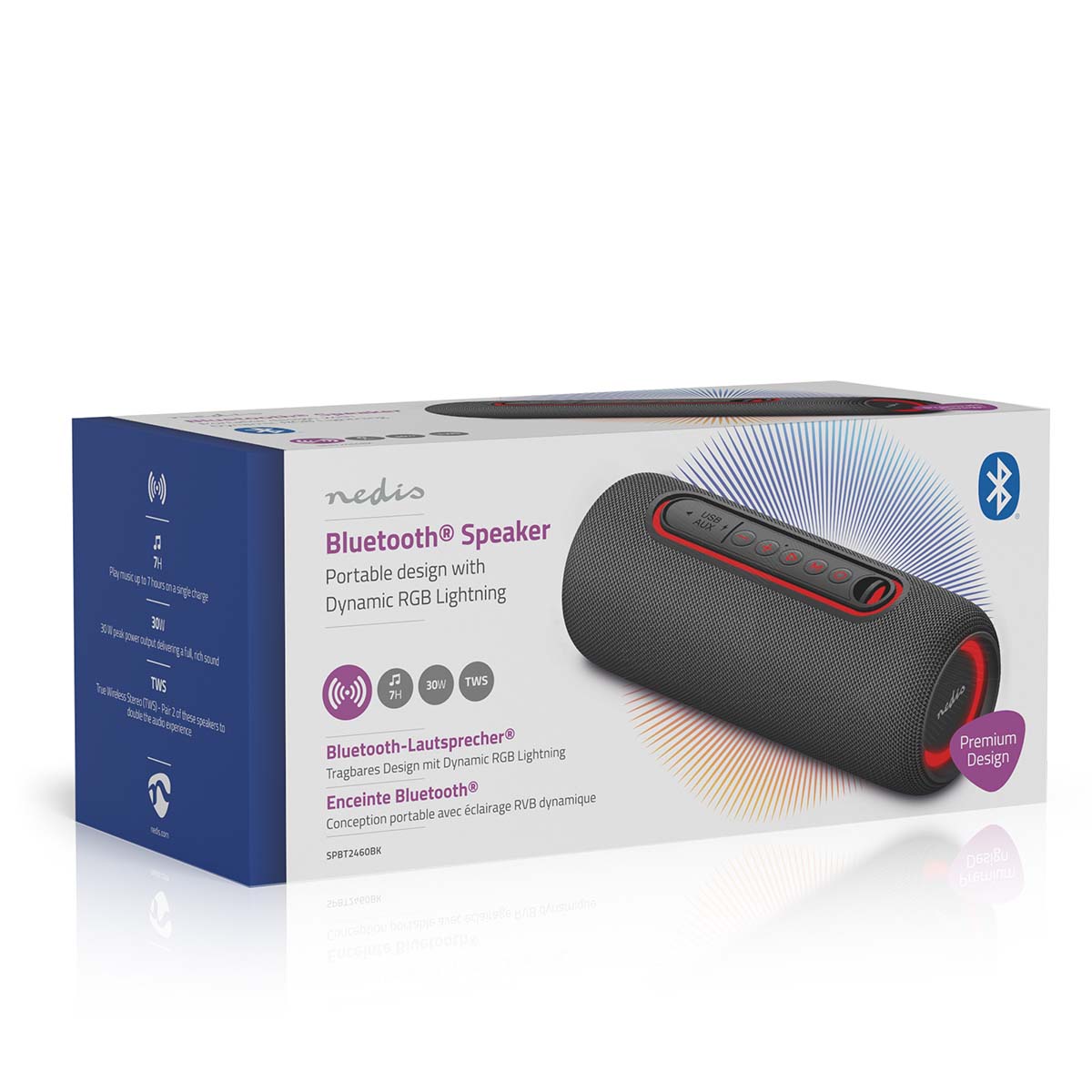 Bluetooth®-Lautsprecher | max. Batteriespielzeit: 4 Std | Handgerät | 30 W | Stereo | Eingebautes Mikro | X5 | Verknüpfbar | Schwarz