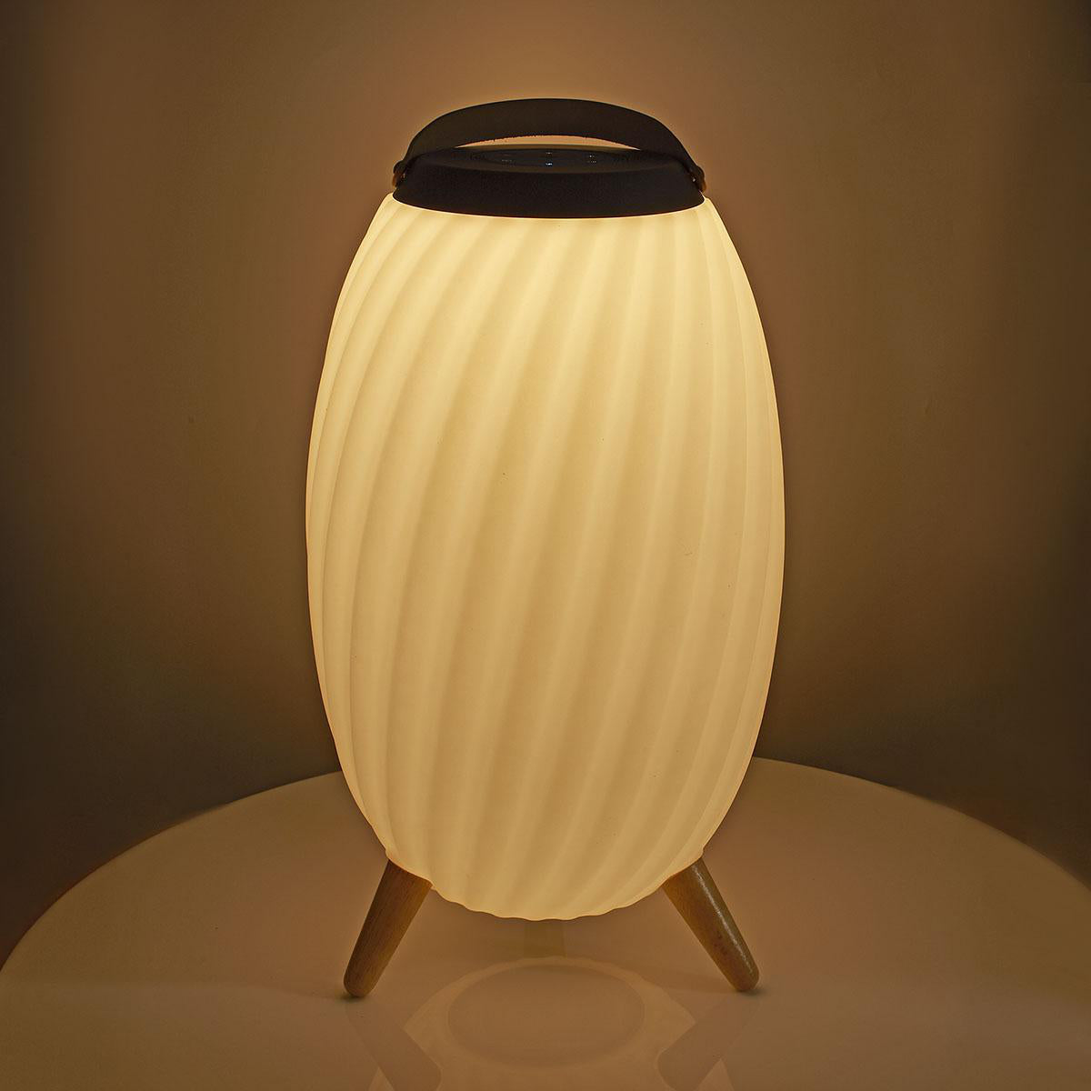 Bluetooth-Lautsprecher mit Mood Light | 6 Std | Ambiente Design | 90 W | Mono | RGB / Warmweiss | IPX5 | Verknüpfbar | Grau / Weiss