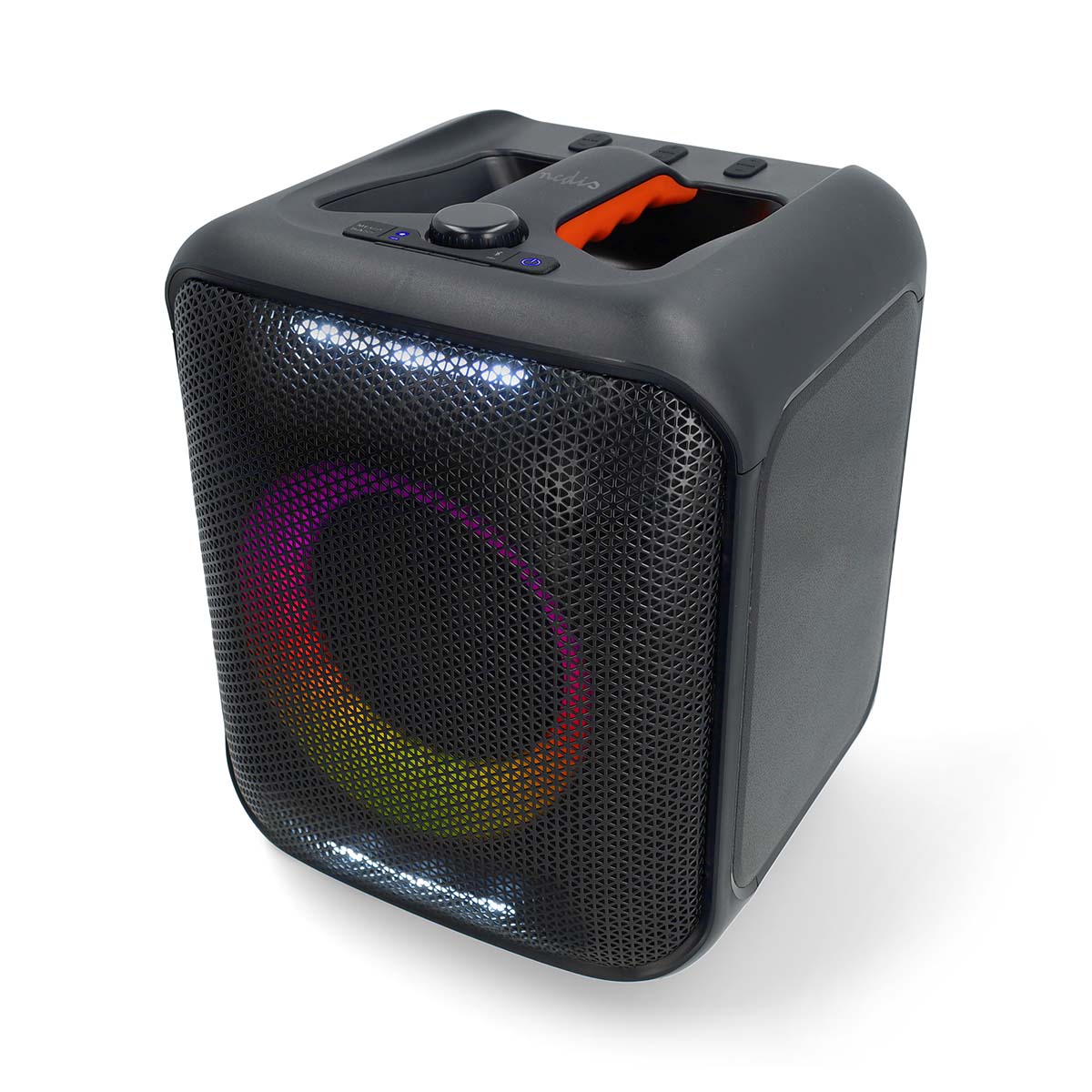 Bluetooth®-Party-Lautsprecher | max. Batteriespielzeit: 5 Std | 150 W | Tragegriff | Partylicht | Verknüpfbar | Equalizer | Orange / Schwarz