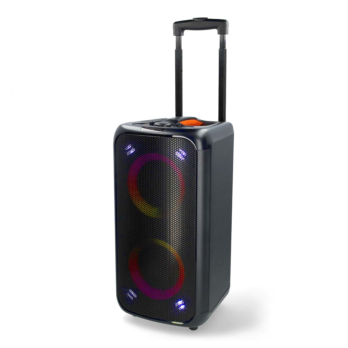 Bluetooth®-Party-Lautsprecher | max. Batteriespielzeit: 5 Std | 240 W | Tragegriff | Partylicht | Equalizer | Orange / Schwarz