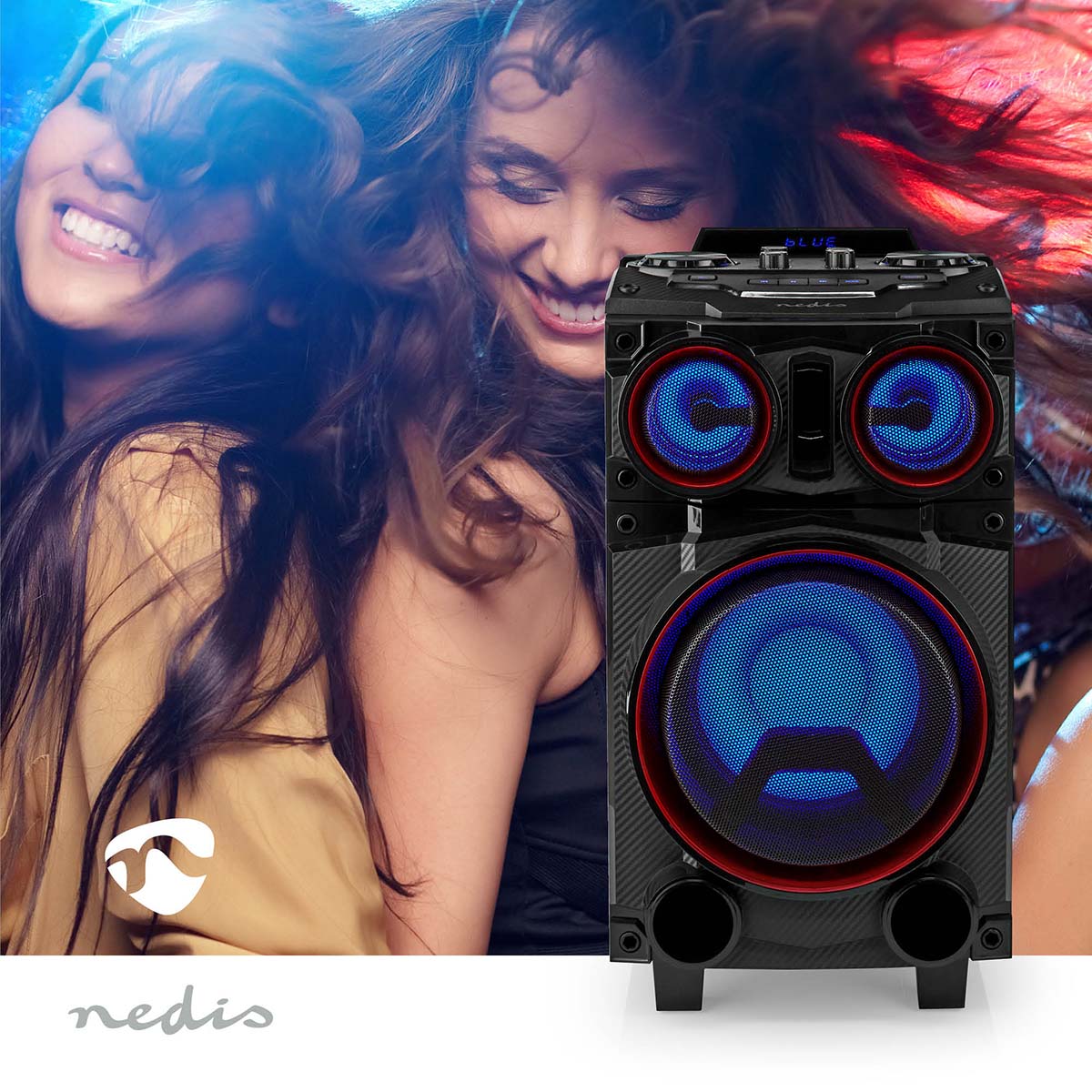 Bluetooth®-Party-Lautsprecher | max. Batteriespielzeit: 6.5 Std | 120 W | Tragegriff | Partylicht | Equalizer | Schwarz