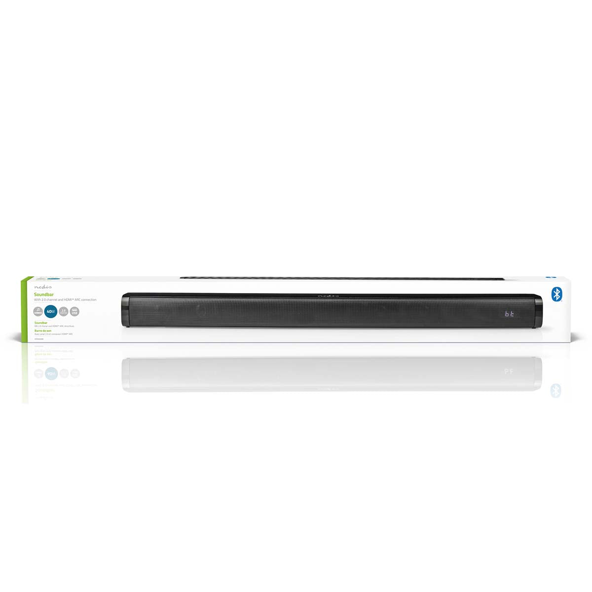 Soundbar | 2.0 | DSP-Programme | 40 W | 1x 3.5 mm / 1x Coax Audio / 1x Optisch / 1x USB | 1x HDMI (mit ARC) | Bluetooth® | Montierbar | Schwarz