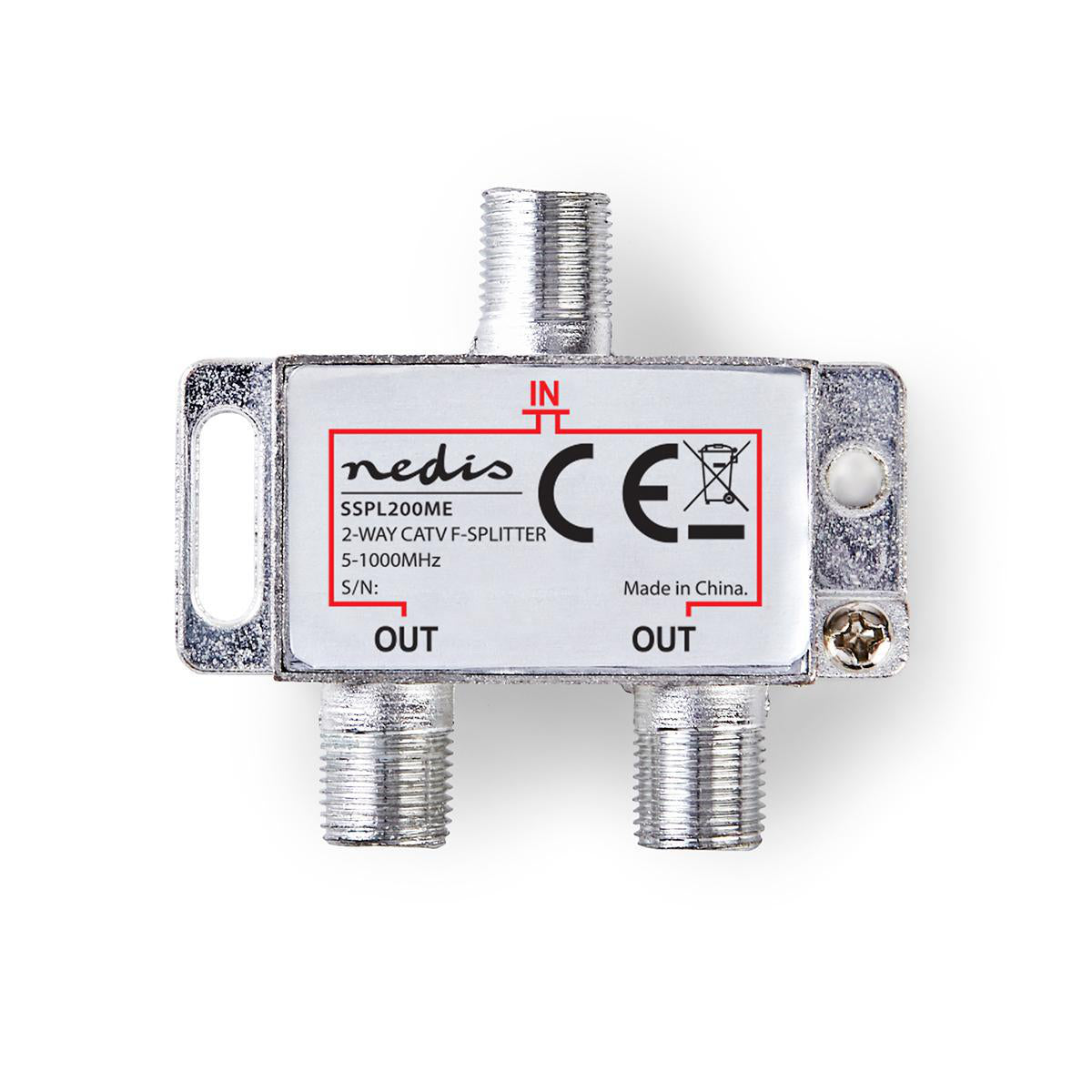 CATV-Splitter | 5 - 1000 MHz | Einführungsverlust: 4.2 dB | Anzahl der Ausgänge: 2 | 75 Ohm | Zink