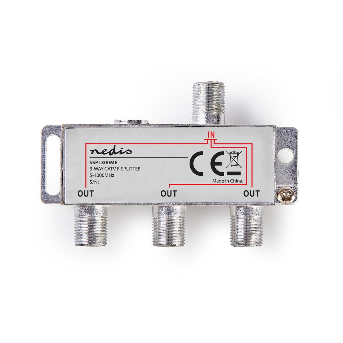 CATV-Splitter | 5 - 1000 MHz | Einführungsverlust: 6.8 dB | Anzahl der Ausgänge: 3 | 75 Ohm | Zinklegierung