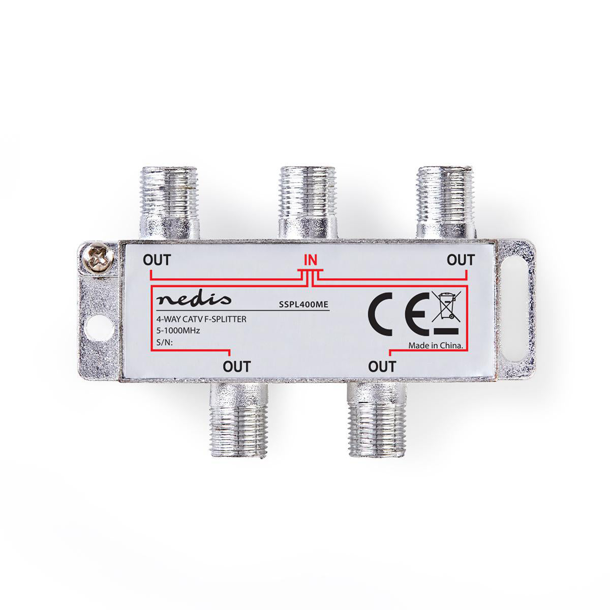 CATV-Splitter | 5 - 1000 MHz | Einführungsverlust: 8.0 dB | Anzahl der Ausgänge: 4 | 75 Ohm | Zinklegierung