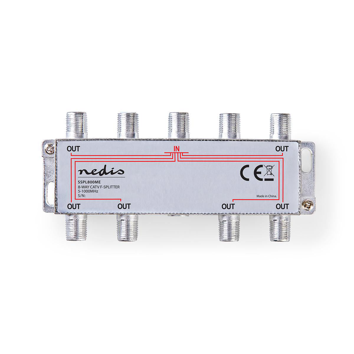 CATV-Splitter | 5 - 1000 MHz | Einführungsverlust: 11.0 dB | Anzahl der Ausgänge: 8 | 75 Ohm | Zink