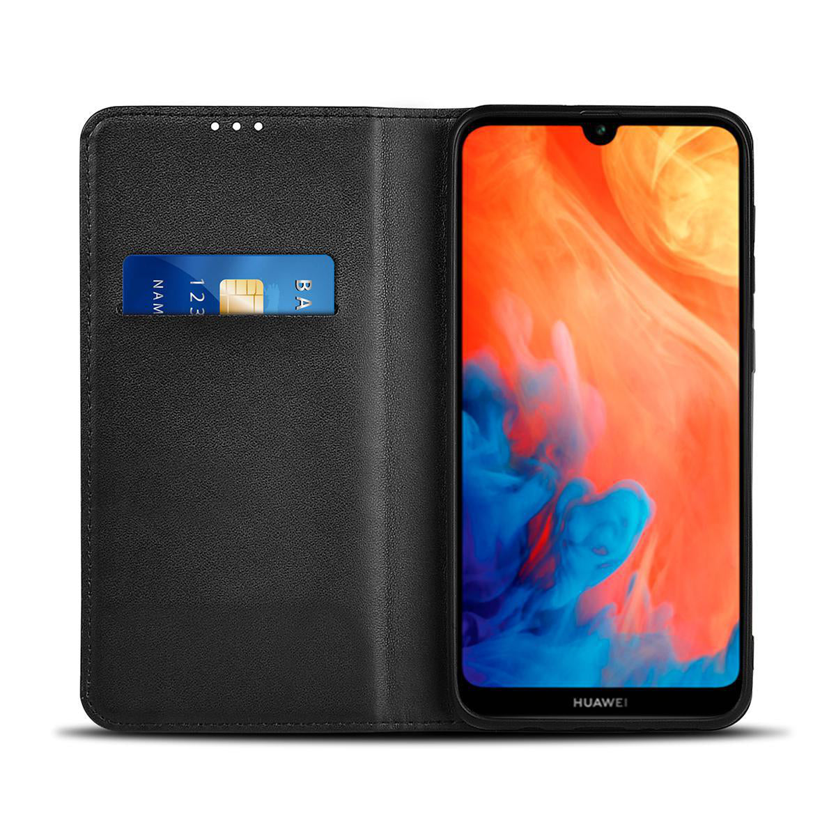 Schutzhülle | Benutzt für: Huawei | Huawei Y7 2019 / Y7 prime 2019 / Y7 pro 2019 | Geeignet für 1 Kart | Schwarz | PU / TPU | Einstellbae Modi