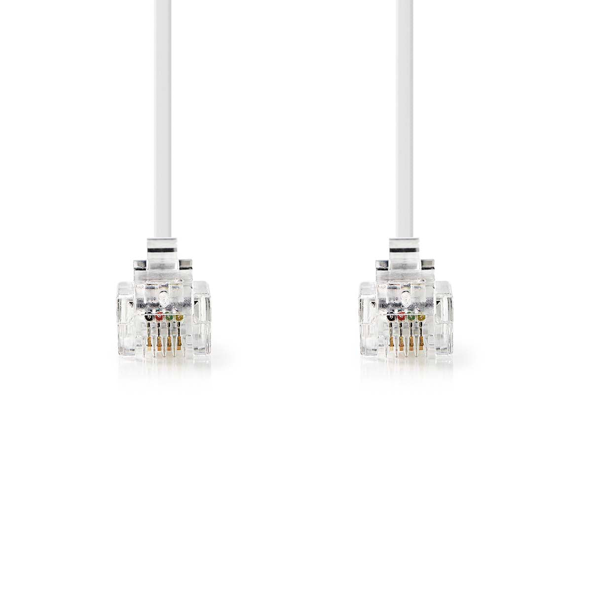 Telefonkabel | RJ11 Stecker | RJ11 Stecker | 10.0 m | Kabeldesign: Flach | Beschichtung: Vergoldet | Kabeltyp: RJ11 | Weiss