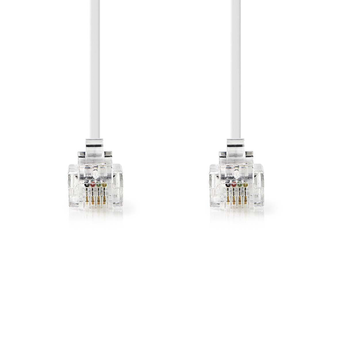 Telefonkabel | RJ11 Stecker | RJ11 Stecker | 5.00 m | Kabeldesign: Flach | Kabeltyp: RJ11 | Transparent / Weiss