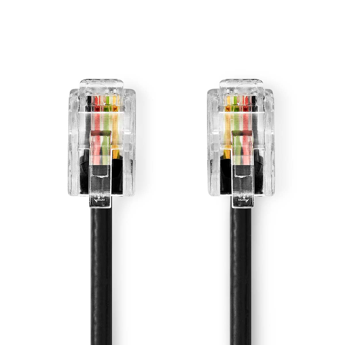 Telefonkabel | RJ10 Stecker | RJ10 Stecker | 5.00 m | Kabeldesign: Aufgerollt | Kabeltyp: RJ10 | Schwarz