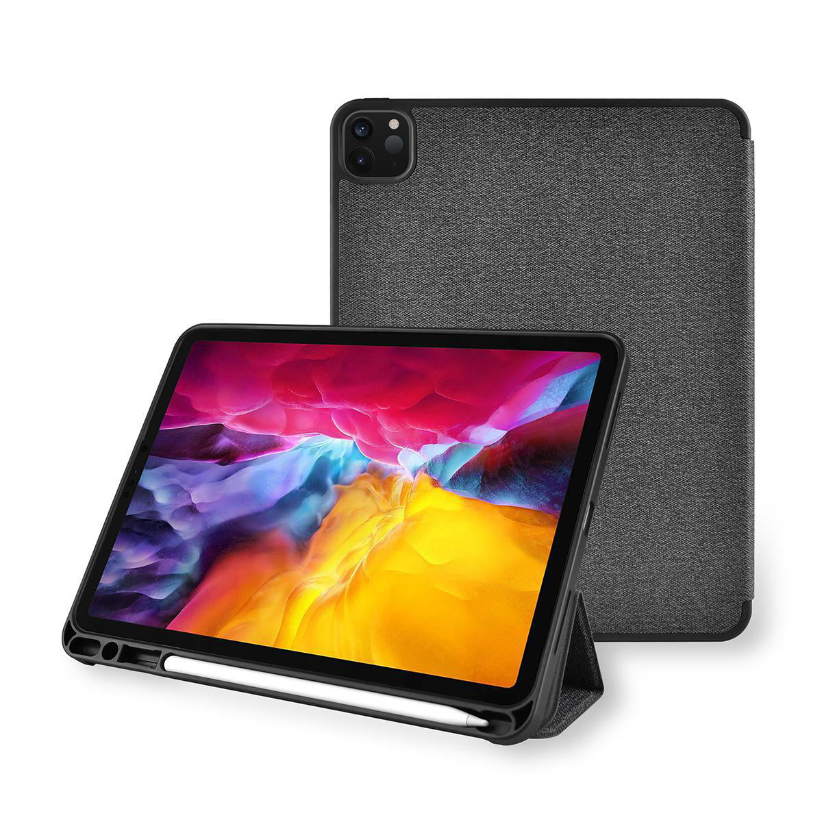 Tablet Folio Case Samsung | iPad Pro 11" 2020 | eingebauter Stifthalter | Automatische Weckfunktion | Grau / Schwarz | Polycarbonate / TPU