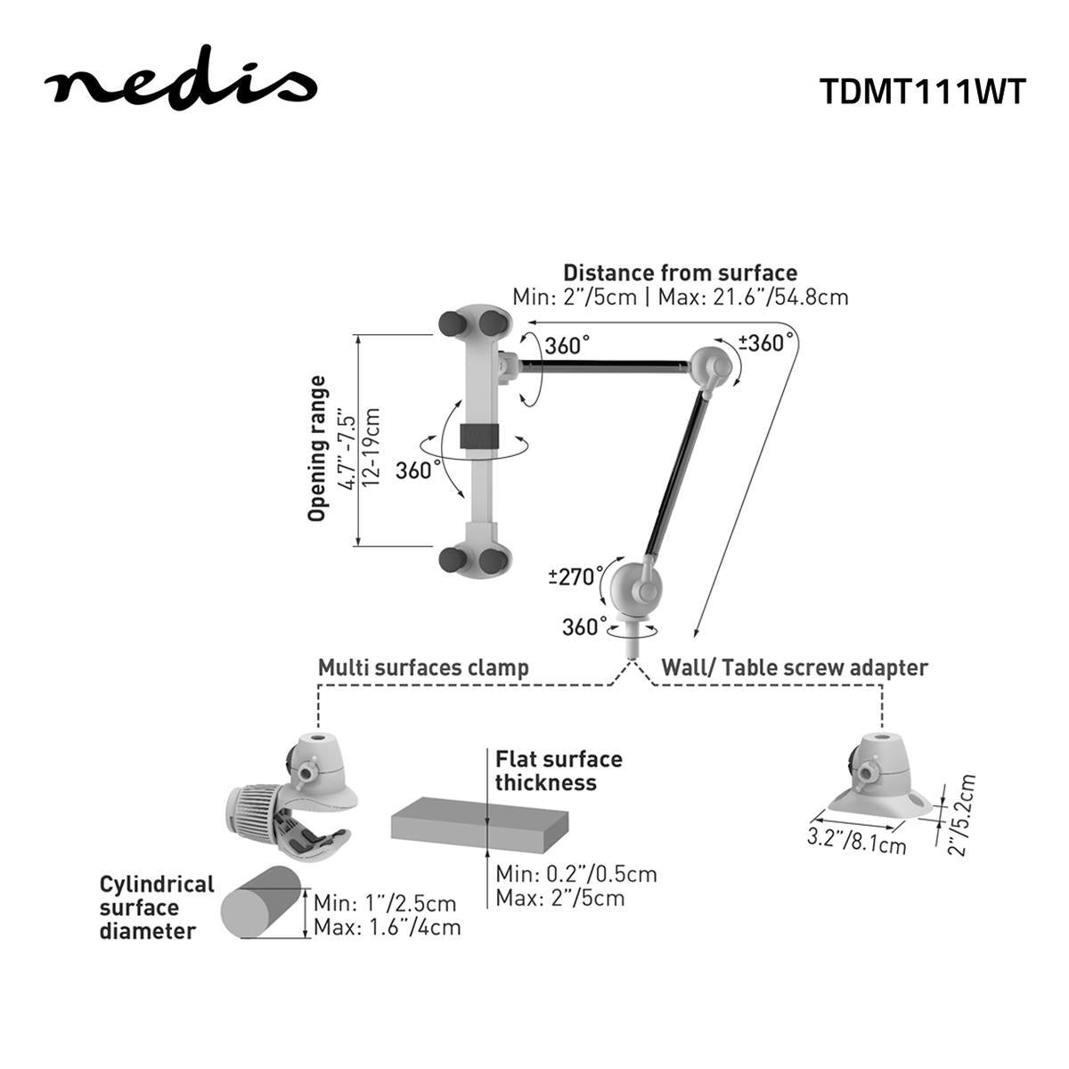 Tablet-Ständer | Universal | Interaktiv | Metall / Weiss