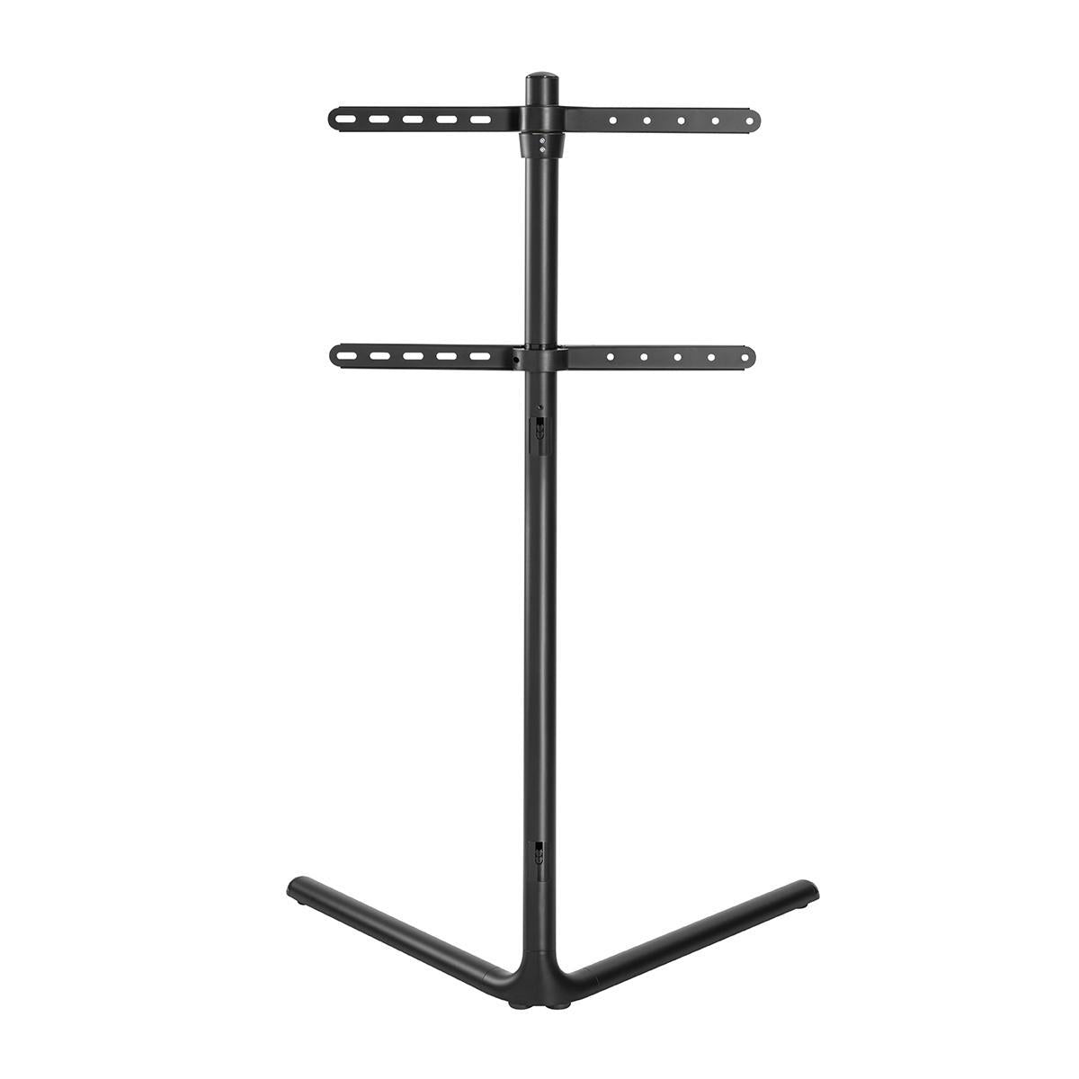 TV Bodenständer | 49-70 " | maximal unterstützes Bildschirmgewicht: 40 kg | V-shape Design | Anti-Kipp-Gurt | Schnappverschluss | Aluminium / Stahl | Schwarz