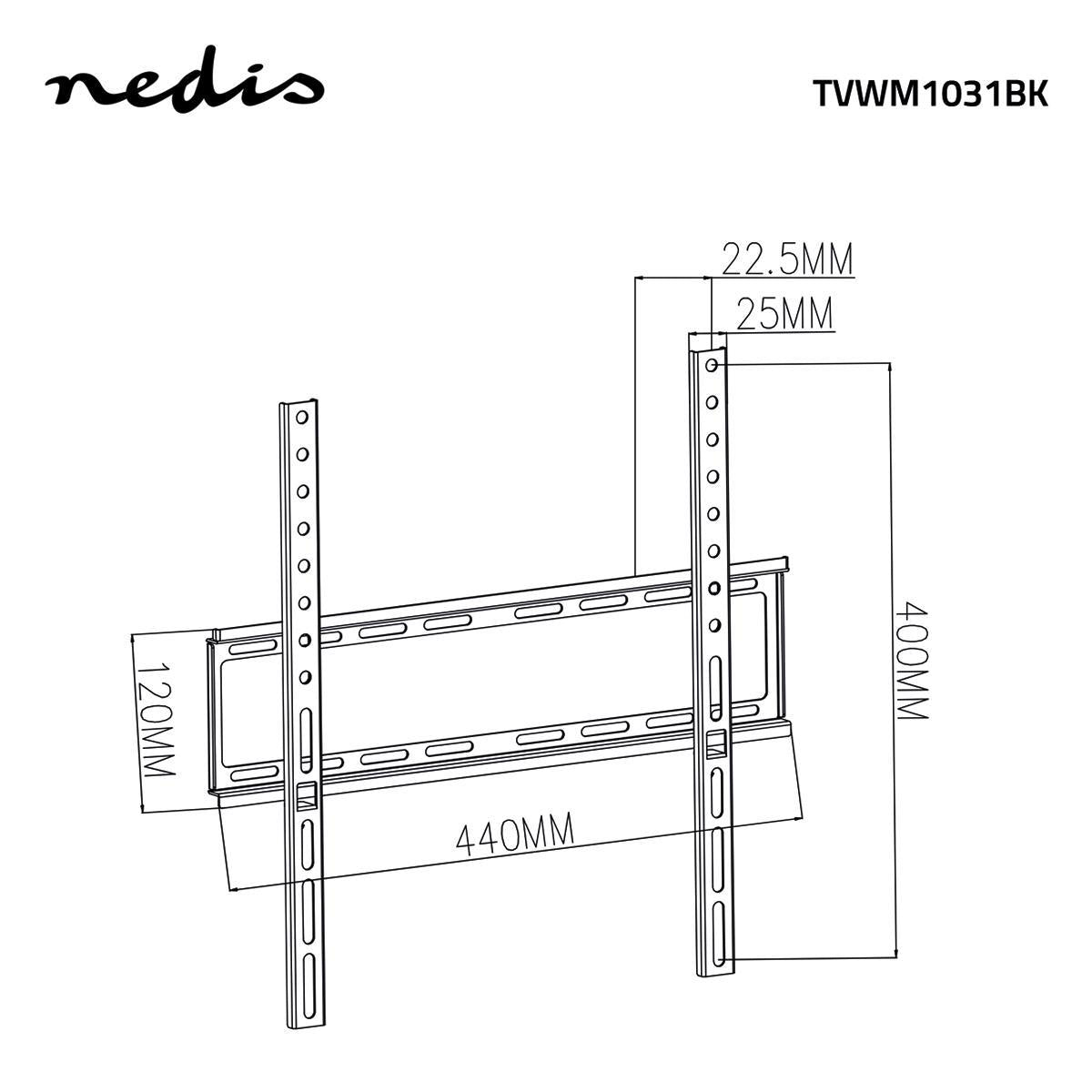 Feste TV-Wandhalterung | 23-55 " | maximal unterstützes Bildschirmgewicht: 35 kg | Minimaler Wandabstand: 23 mm | Stahl | Schwarz