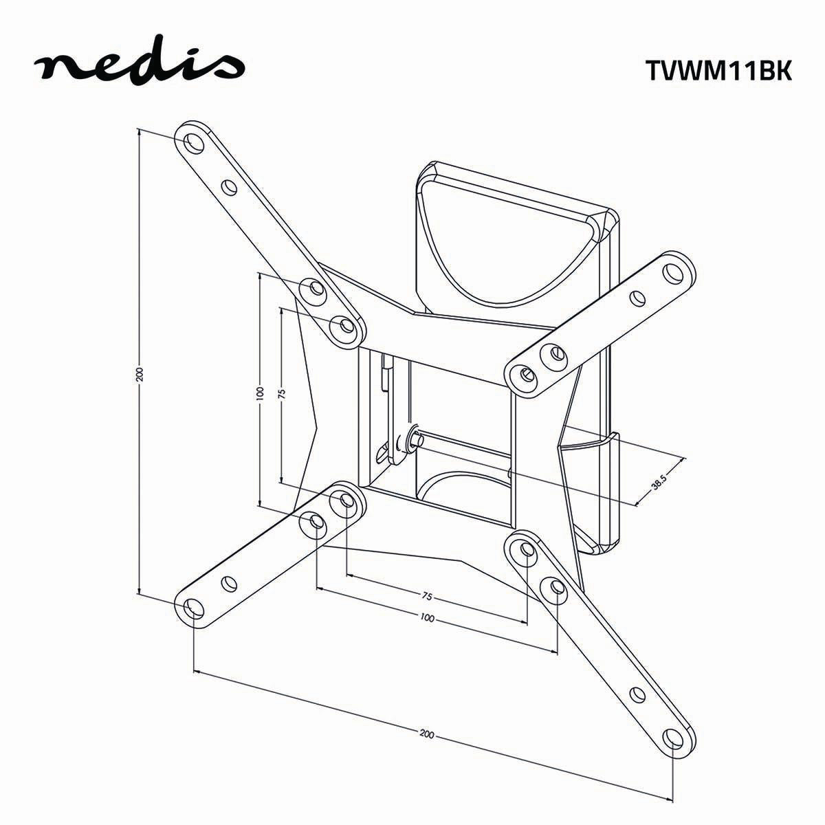 Vollbewegliche-TV-Wandhalterung | 10-32 " | maximal unterstützes Bildschirmgewicht: 30 kg | kippbar | drehbar | Minimaler Wandabstand: 68 mm | Maximaler Wandabstand: 68 mm | 1 Drehpunkt(e) | Stahl | Schwarz