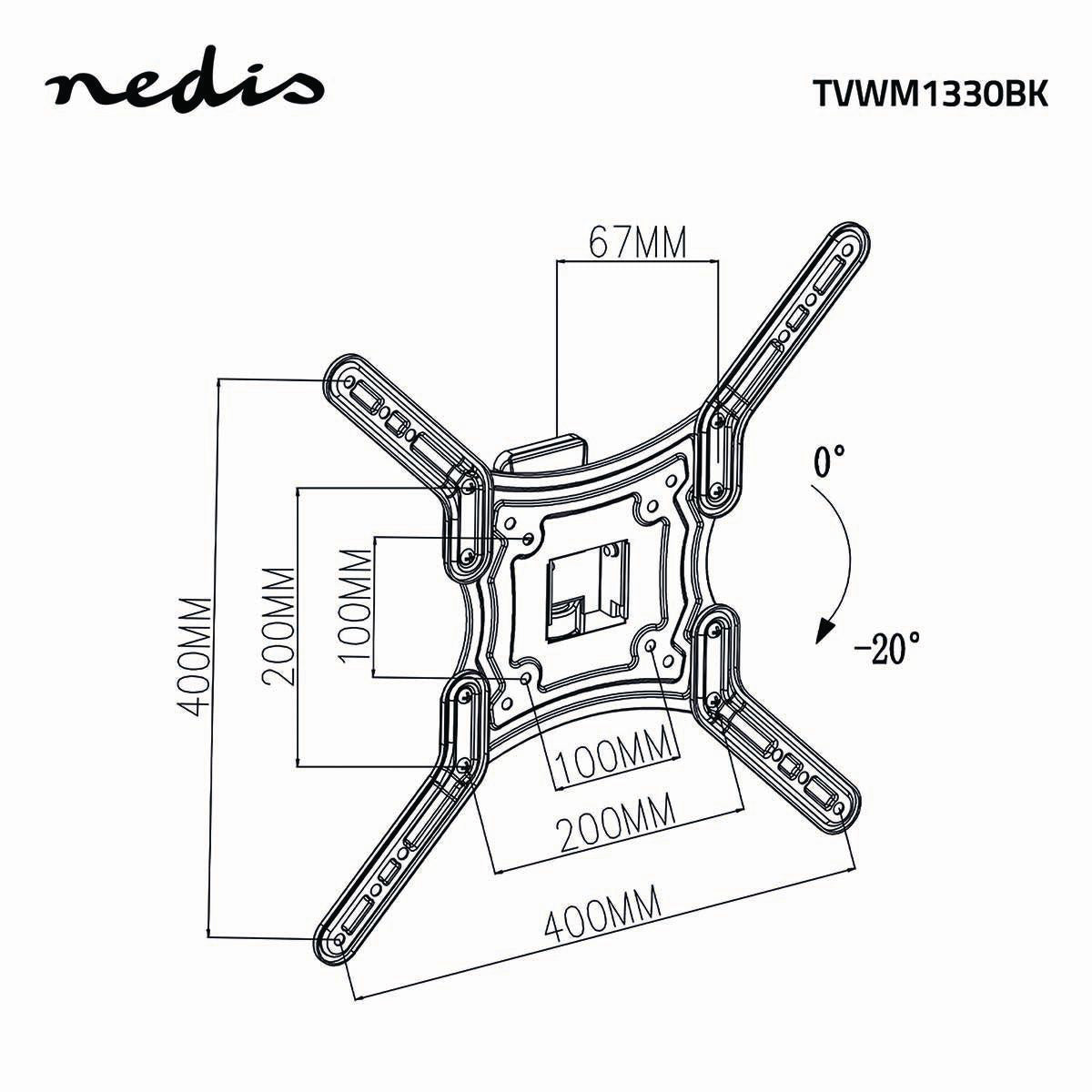 Vollbewegliche-TV-Wandhalterung | 23-55 " | maximal unterstützes Bildschirmgewicht: 30 kg | kippbar | drehbar | Minimaler Wandabstand: 67 mm | Maximaler Wandabstand: 67 mm | 1 Drehpunkt(e) | ABS / Stahl | Schwarz