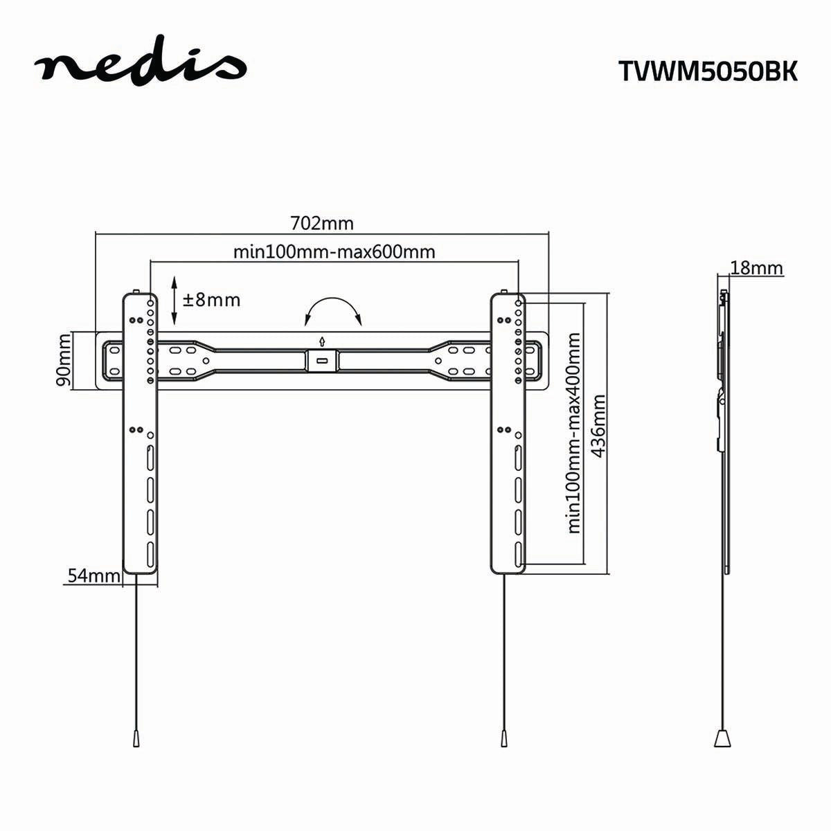 Feste TV-Wandhalterung | 37-70 " | maximal unterstützes Bildschirmgewicht: 35 kg | Minimaler Wandabstand: 18 mm | Stahl | Schwarz