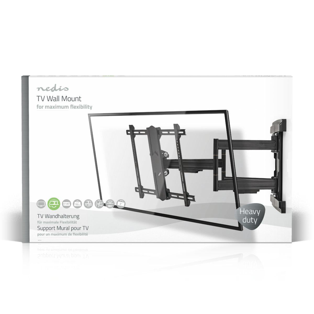 Vollbewegliche-TV-Wandhalterung | 37-80 " | maximal unterstützes Bildschirmgewicht: 70 kg | kippbar | drehbar | Minimaler Wandabstand: 70 mm | Maximaler Wandabstand: 800 mm | 6 Drehpunkt(e) | Stahl | Schwarz