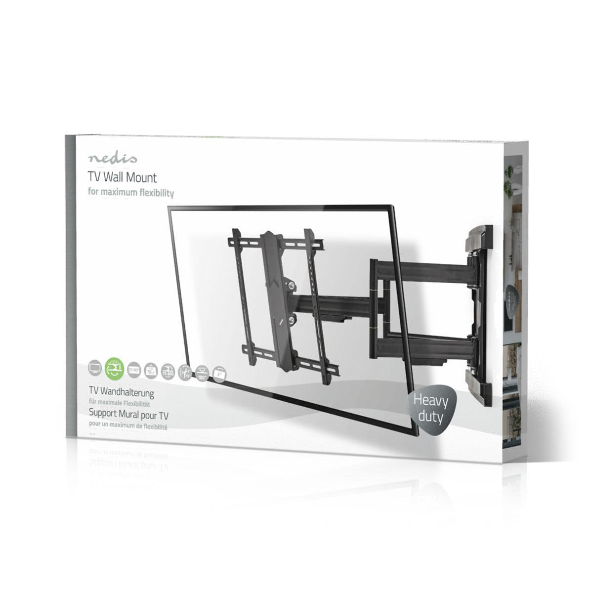 Vollbewegliche-TV-Wandhalterung | 37-80 " | maximal unterstützes Bildschirmgewicht: 70 kg | kippbar | drehbar | Minimaler Wandabstand: 70 mm | Maximaler Wandabstand: 800 mm | 6 Drehpunkt(e) | Stahl | Schwarz