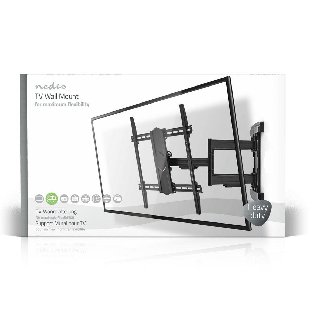 Vollbewegliche-TV-Wandhalterung | 43 - 100 " | maximal unterstützes Bildschirmgewicht: 70 kg | kippbar | drehbar | Minimaler Wandabstand: 70 mm | Maximaler Wandabstand: 800 mm | 3 Drehpunkt(e) | Stahl | Schwarz