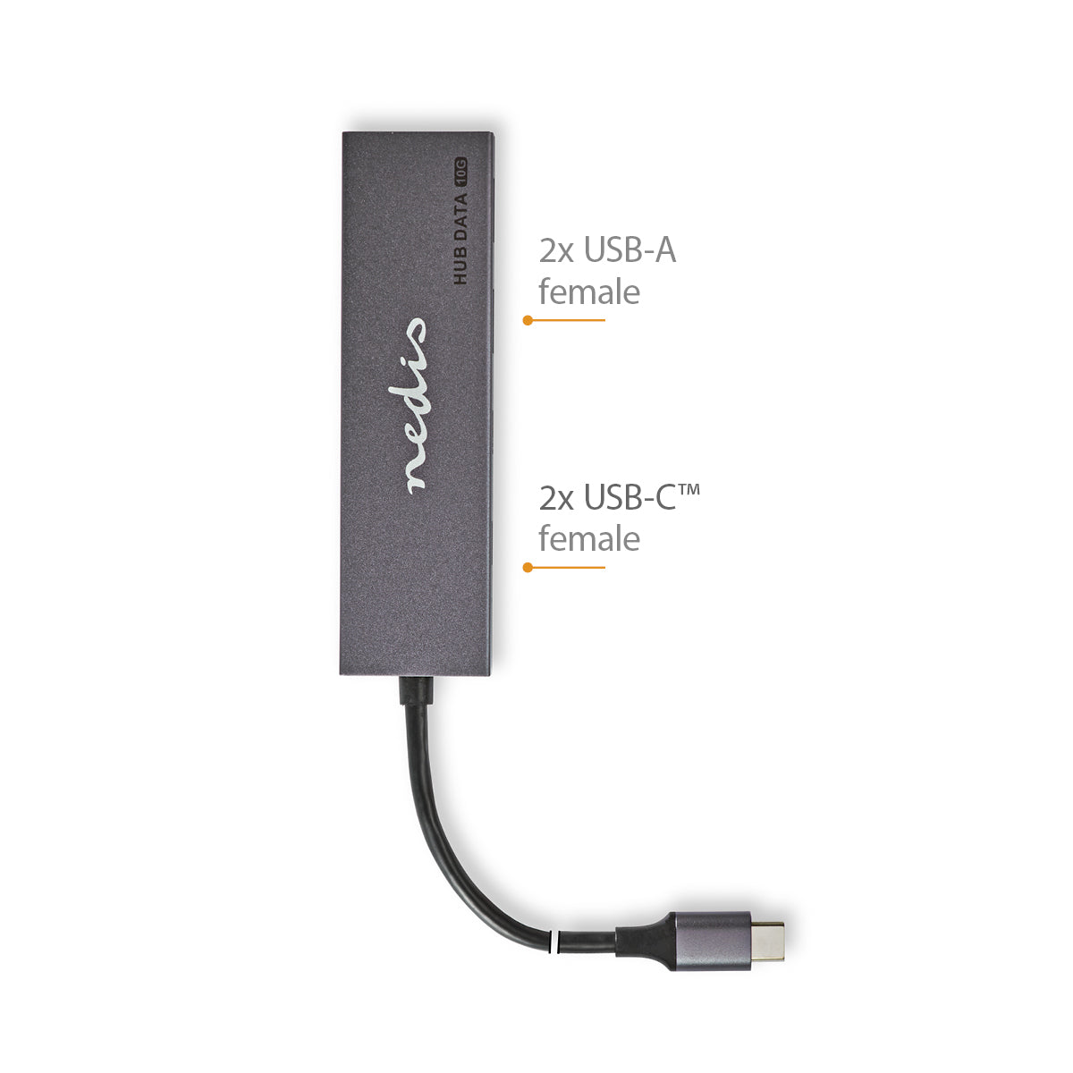 USB-Hub | 1x USB-C™ 3.2 Gen 2 Male | 2x USB-A 3.2 Gen 2 Female / 2x USB-C™ 3.2 Gen 2 Female | 4-Port port(s) | USB 3.2 Gen 2 | Stromversorgung über USB | 10 Gbps