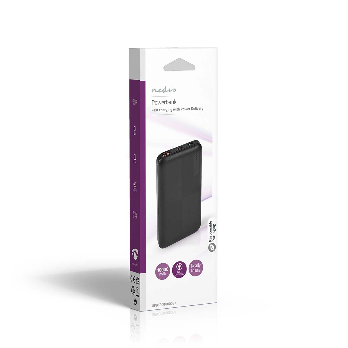 powerbank | 10000 mAh | 1.5 / 2.0 / 3.0 A | Anzahl der Ausgänge: 2 | Ausgangsanschluss: 1x USB-A / 1x USB-C™ | Eingangsverbindung: 1x Micro USB / 1x USB-C™ | PD2.0 18W | Lithium-Polymer