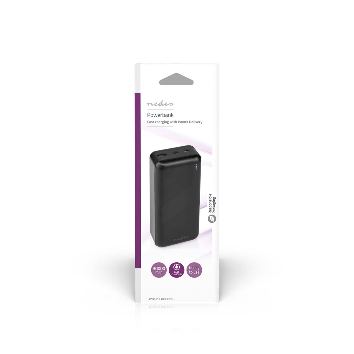 powerbank | 30000 mAh | 1.5 / 2.0 / 3.0 A | Anzahl der Ausgänge: 2 | Ausgangsanschluss: 1x USB-A / 1x USB-C™ | Eingangsverbindung: 1x Micro USB / 1x USB-C™ | PD3.0 20W | Lithium-Polymer