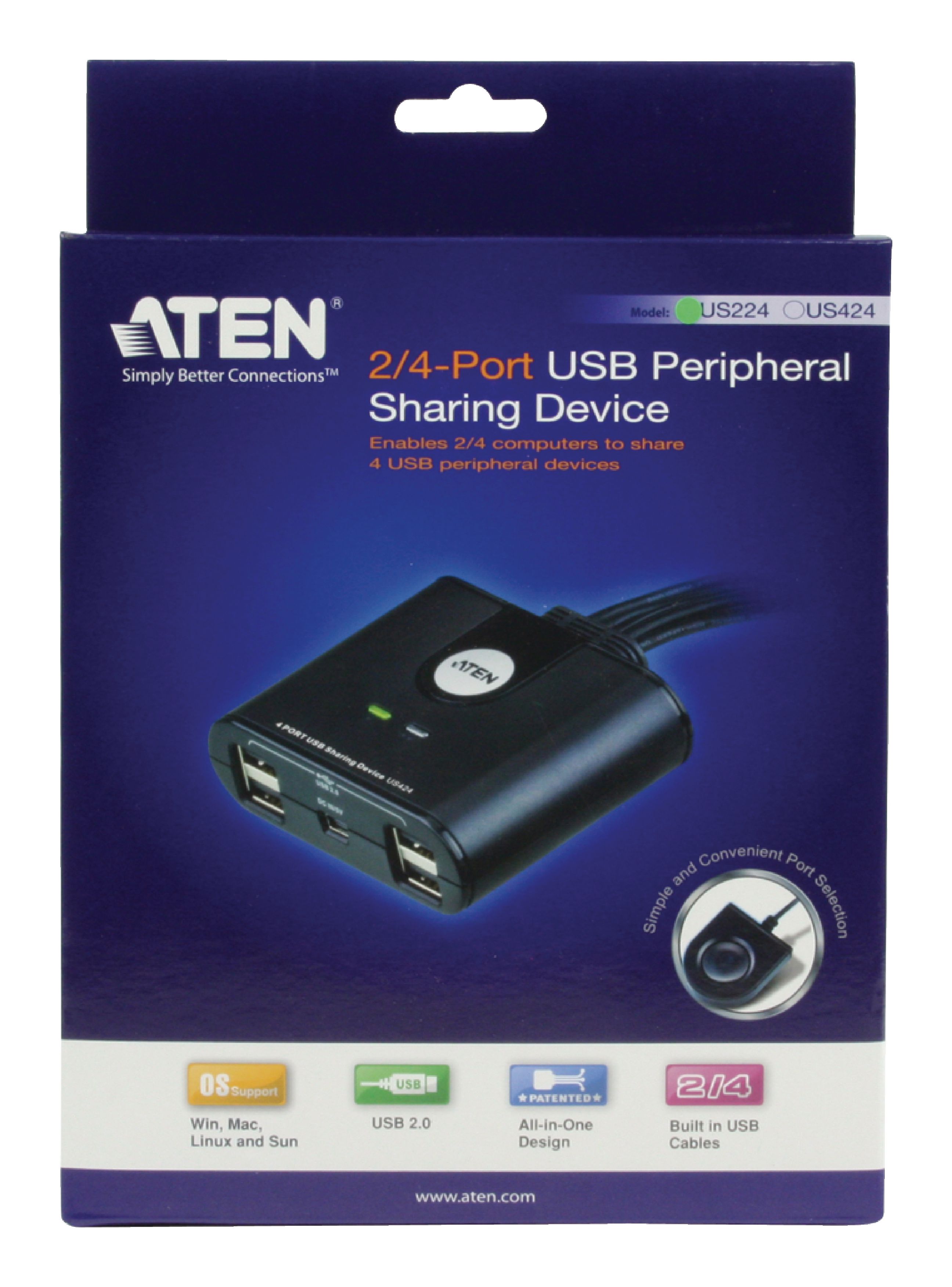 2 x 4 USB 2.0 Peripherie-Freigabe-Switch
