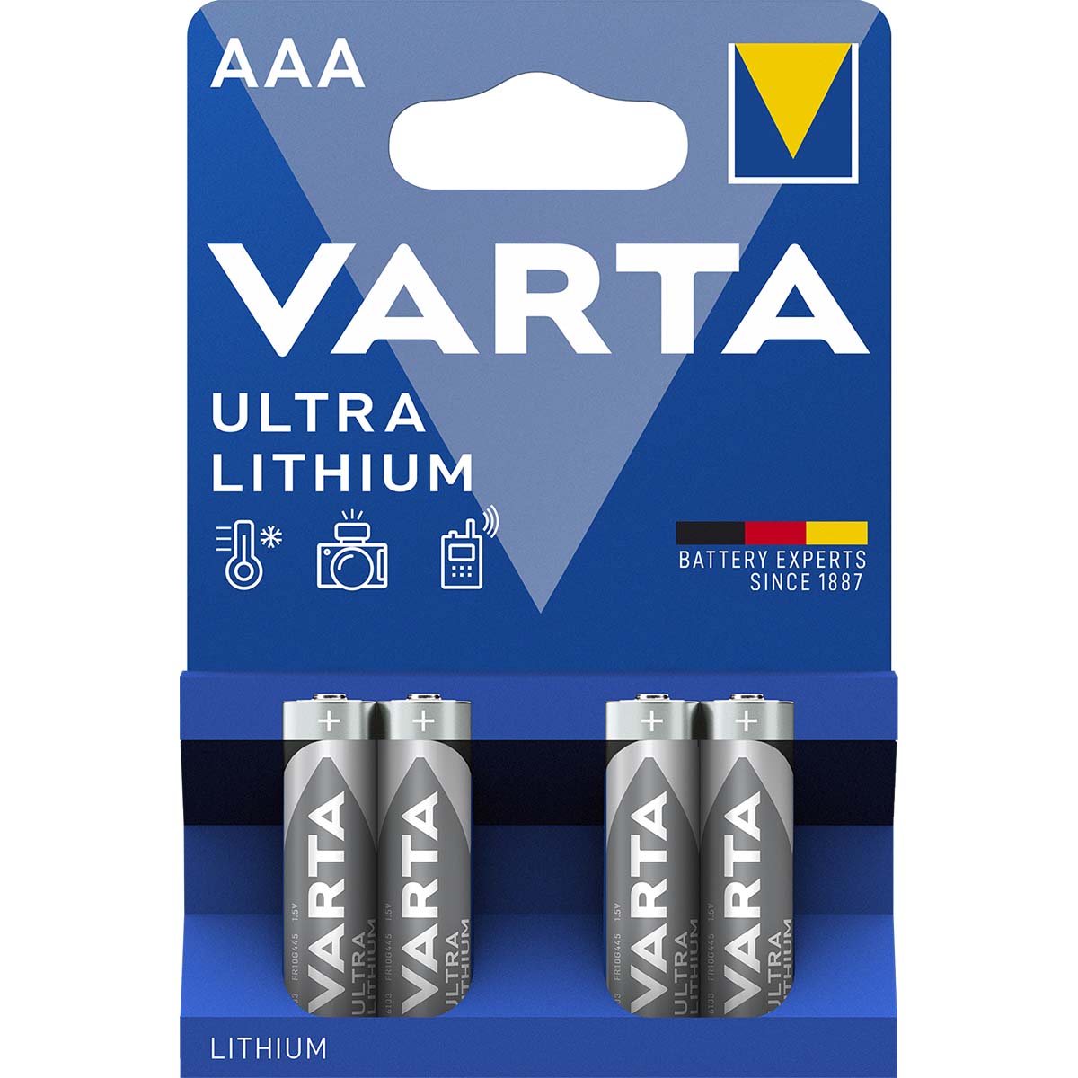 Lithium-Batterie AAA | 1.5 V DC | 1100 mAh | 4-Blister-Karte | Grau / Silber