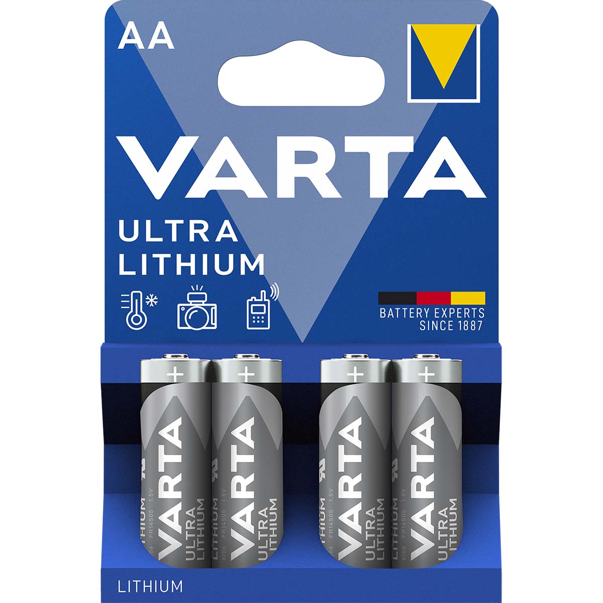 Lithium-Batterie AA | 1.5 V DC | 2900 mAh | 4-Blister-Karte | Grau / Silber