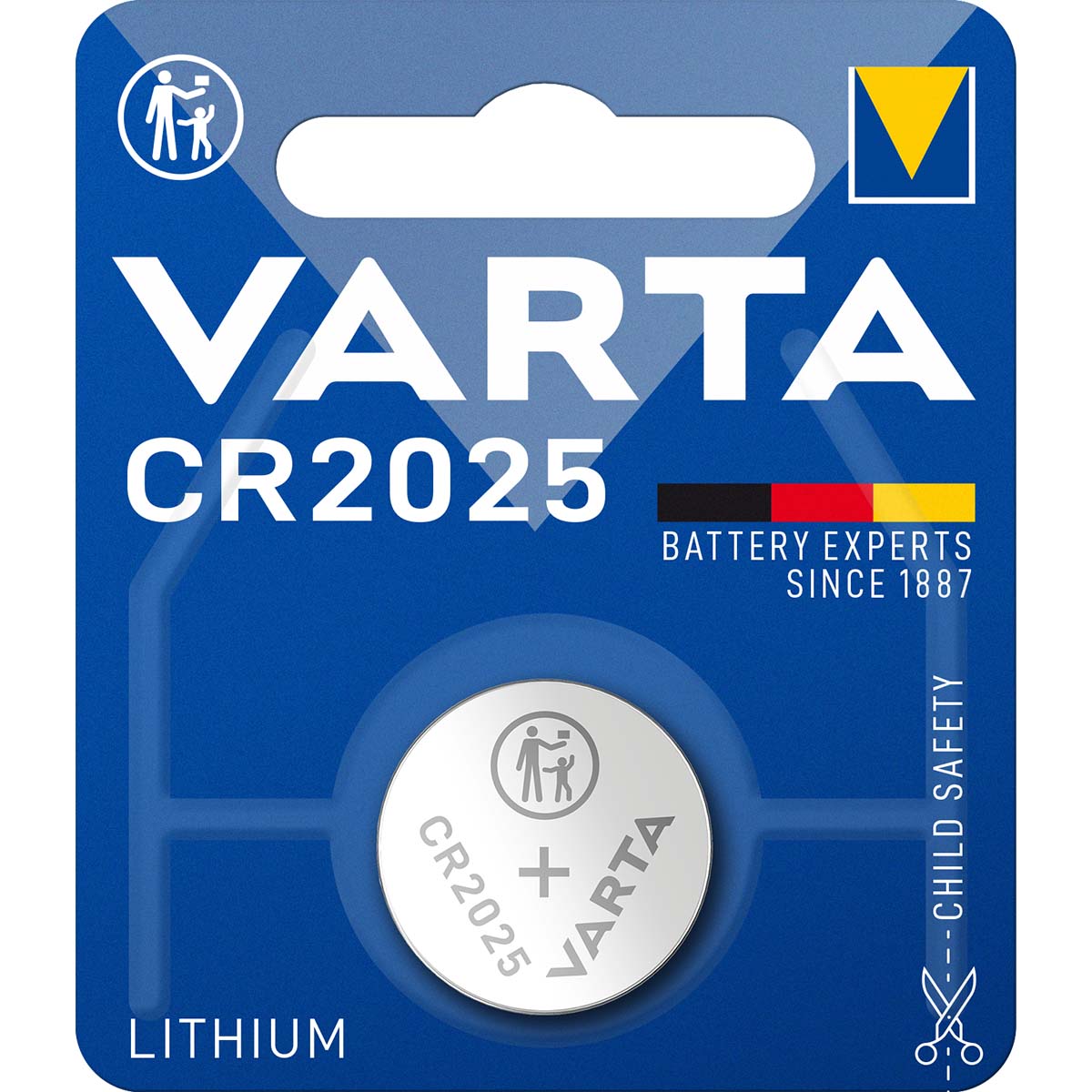 Lithium-Knopfzellenbatterie CR2025 | 3 V DC | 1-Blister | Silber