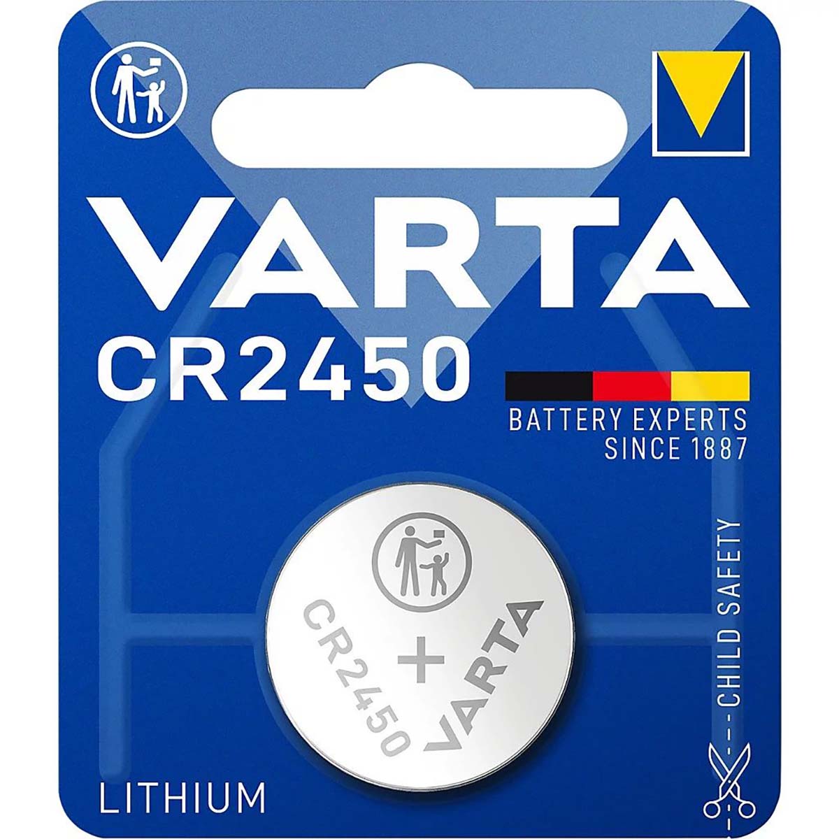 Lithium-Knopfzelle CR2450 | 3 V DC | 570 mAh | 1-Blister | Silber
