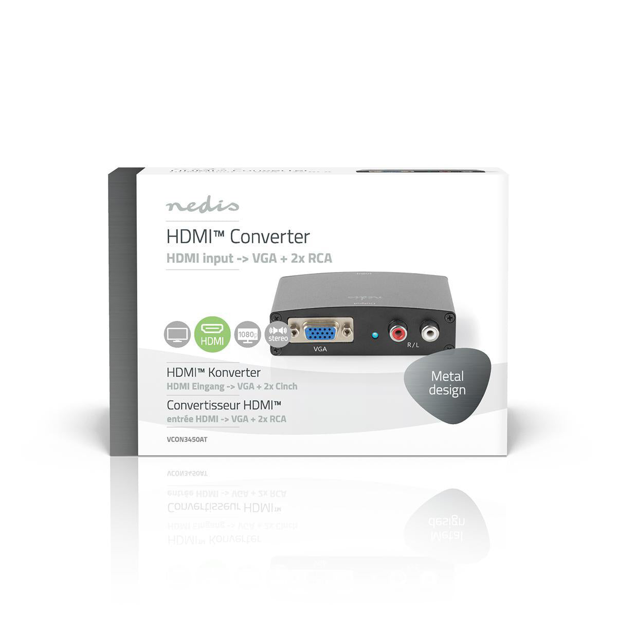 HDMI ™ Converter | HDMI™ Eingang | VGA Female / 2x Cinch Buchse | 1-Weg | 1280x768 | 1.65 Gbps | Aluminium | Anthrazit