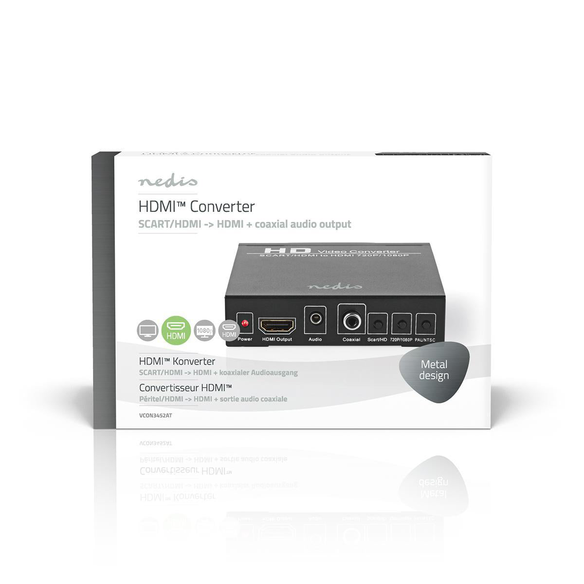 HDMI ™ Converter | SCART Buchse | HDMI™ Ausgang / 1x 3.5 mm Audio Out / 1x Digital Audio | 1-Weg | 1080p | 1.65 Gbps | Aluminium | Anthrazit