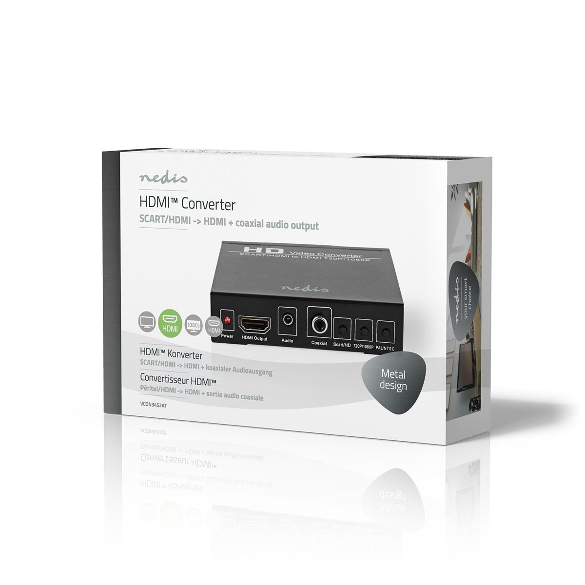 HDMI ™ Converter | SCART Buchse | HDMI™ Ausgang / 1x 3.5 mm Audio Out / 1x Digital Audio | 1-Weg | 1080p | 1.65 Gbps | Aluminium | Anthrazit