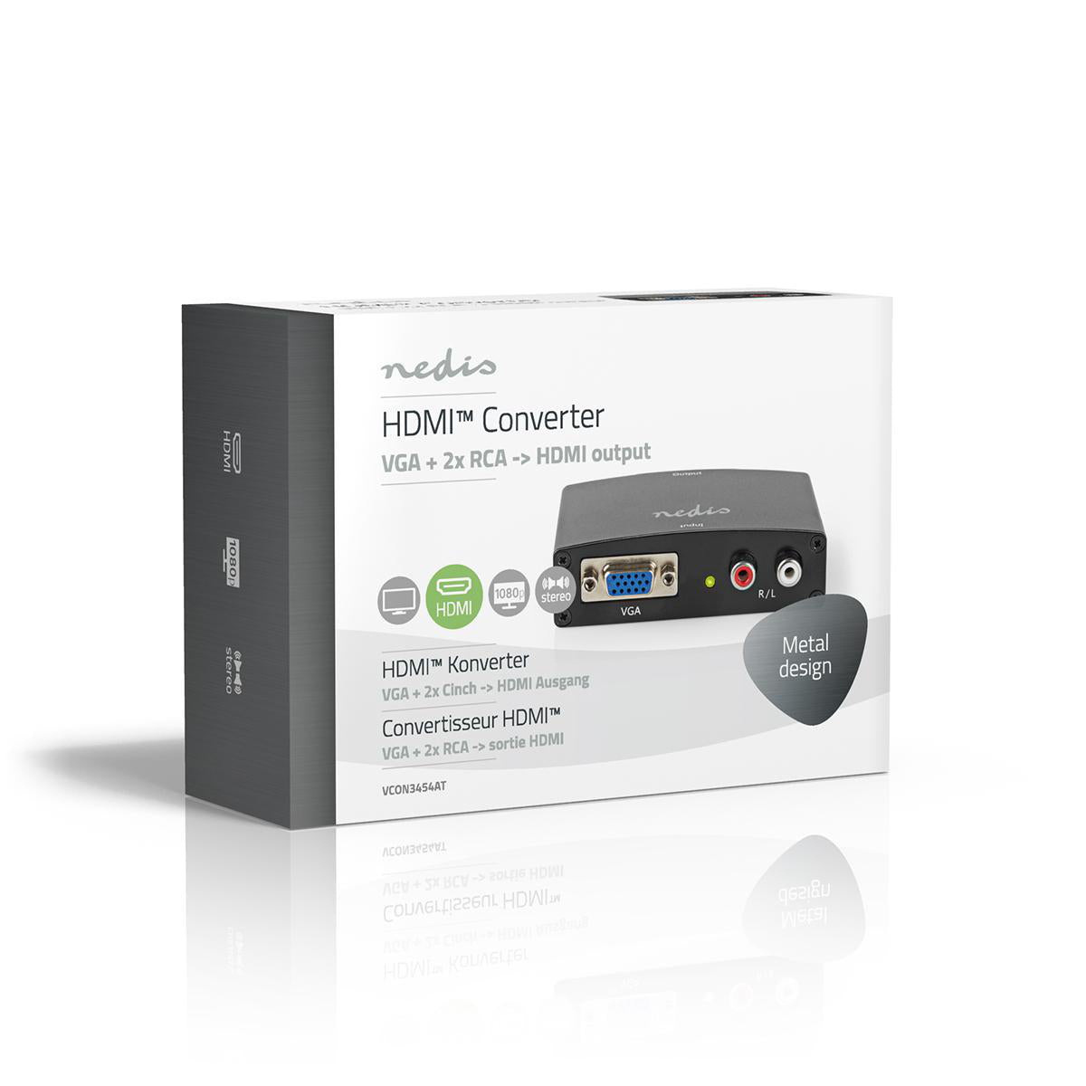 HDMI ™ Converter | VGA Female / 2x Cinch Buchse | HDMI™ Ausgang | 1-Weg | 1080p | 1.65 Gbps | Aluminium | Anthrazit