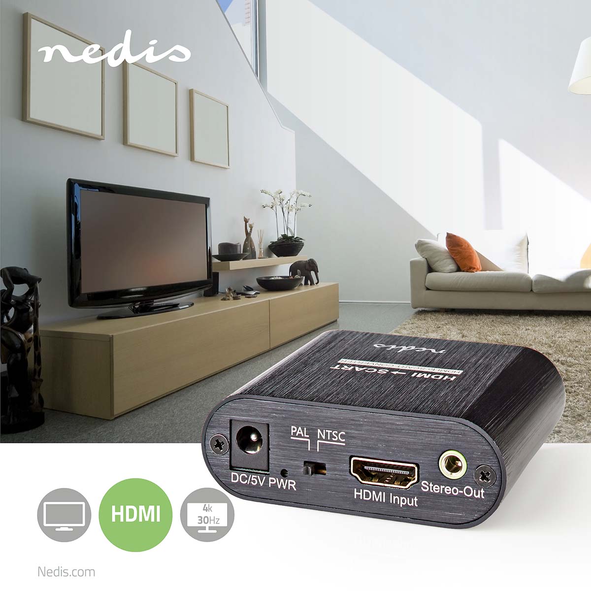 HDMI ™ Converter | HDMI™ Eingang | SCART Buchse | 1-Weg | 480i | 18 Gbps | Metall | Anthrazit