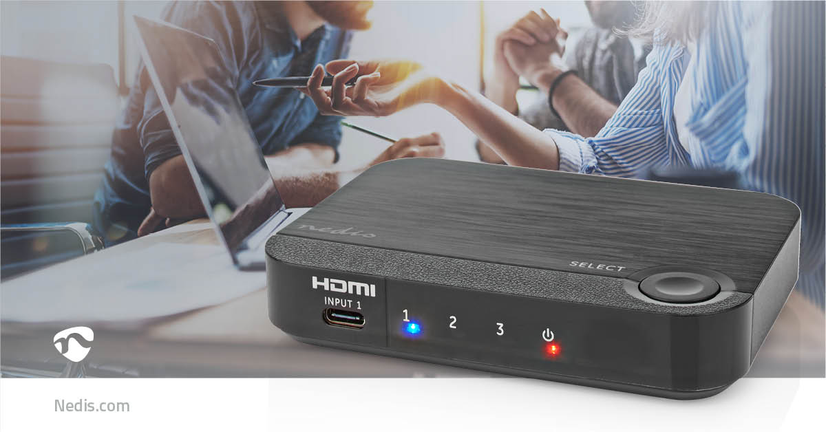 HDMI ™ Converter | 1x USB-C™ / 2x HDMI™ Eingang | 1x HDMI™ Ausgang | 1-Weg | 4K@60Hz | 18 Gbps | ABS | Anthrazit