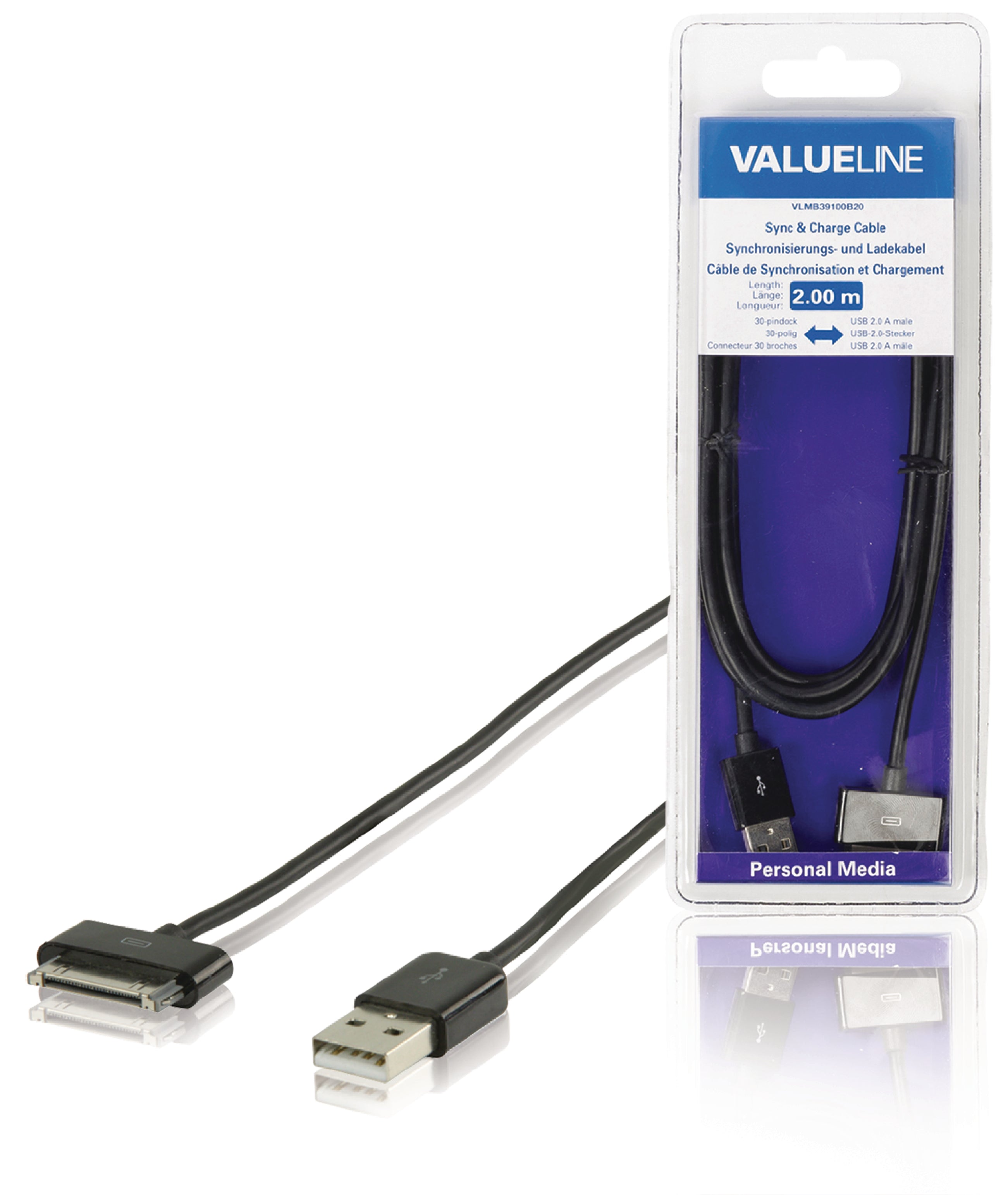 Sync und Ladekabel Apple Dock 30-pin - USB A male 2.00 m Schwarz