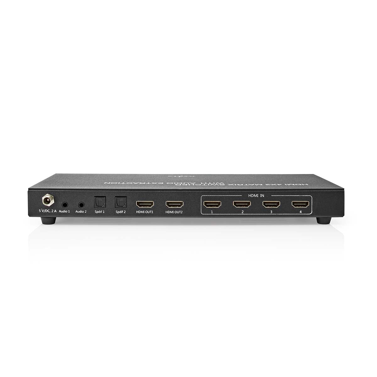 HDMI ™ Matrix Switch | 4x 2-Port port(s) | 4x HDMI™ Eingang | 2x 3.5 mm / 2x HDMI™ Ausgang / 2x TosLink | 4K@60Hz | 18 Gbps | ferngesteuert | Metall | Anthrazit