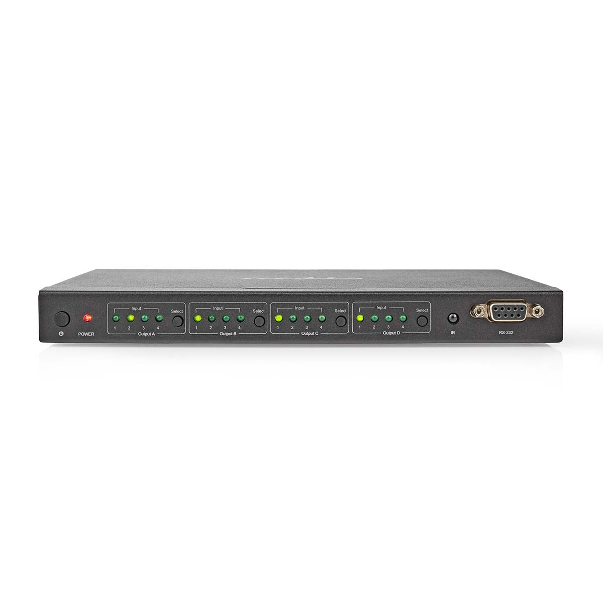 HDMI ™ Matrix Switch | 4x 4-Port port(s) | DC Power / 1x RS232 / 4x HDMI™ Eingang | 4x HDMI™ Ausgang | 4K@60Hz | 18 Gbps | ferngesteuert | Metall | Schwarz