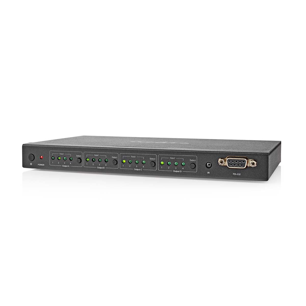 HDMI ™ Matrix Switch | 4x 4-Port port(s) | DC Power / 1x RS232 / 4x HDMI™ Eingang | 4x HDMI™ Ausgang | 4K@60Hz | 18 Gbps | ferngesteuert | Metall | Schwarz