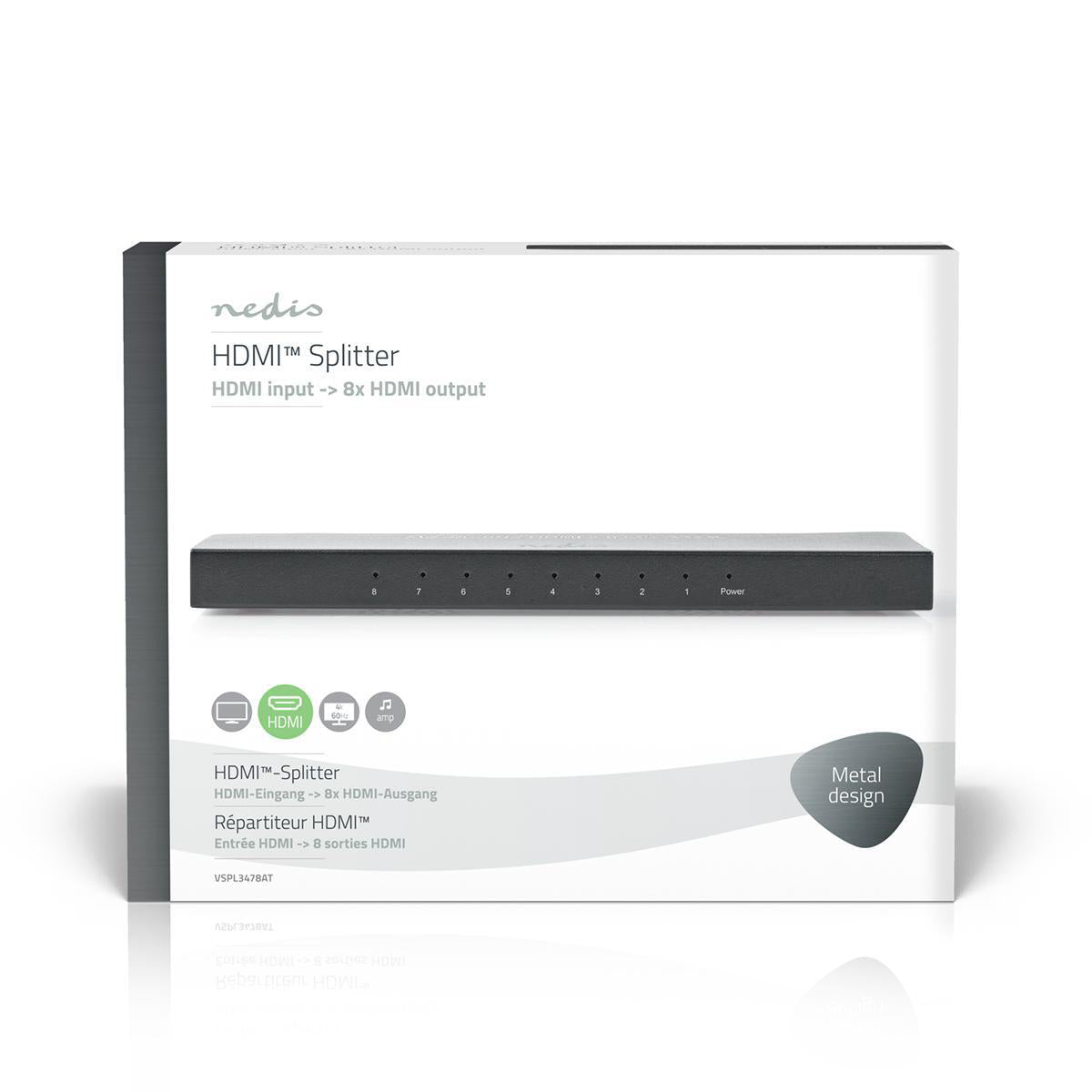 HDMI ™ Splitter | 8-Port port(s) | HDMI™ Eingang | 8x HDMI™ Ausgang | 4K@60Hz | 18 Gbps | Metall | Anthrazit