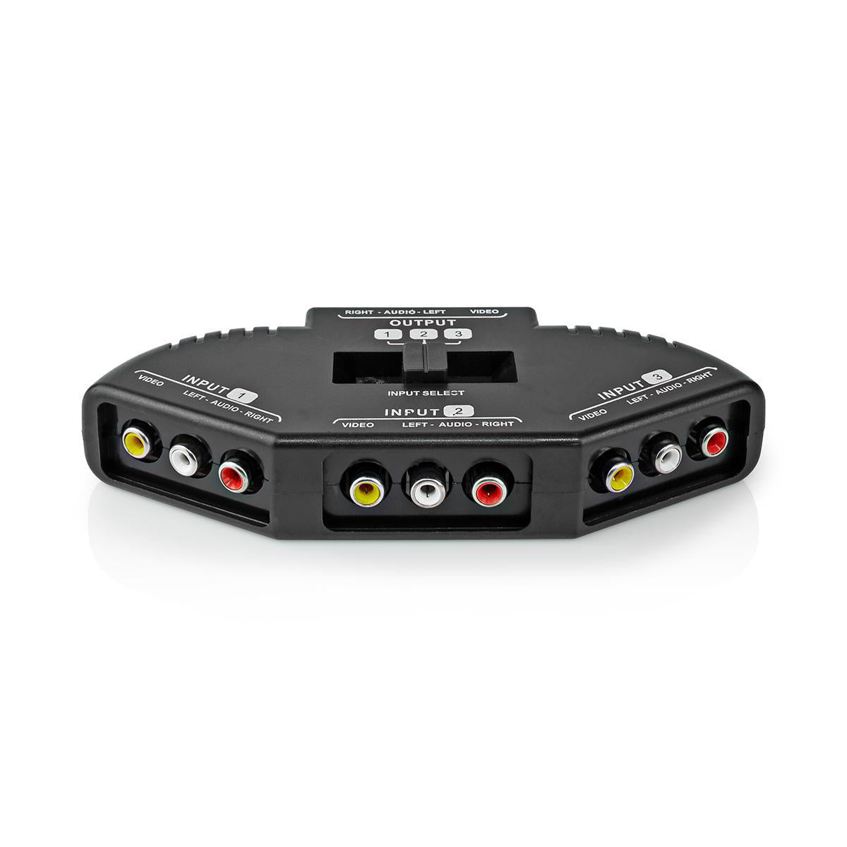 Composite-Video-Switch | 3-Port port(s) | Anschlüsse – Eingang: 3x Composite Video (RWY) | Anschlüsse – Ausgang: 1x Composite Video (RWY) | 1024x576 | ABS | Schwarz