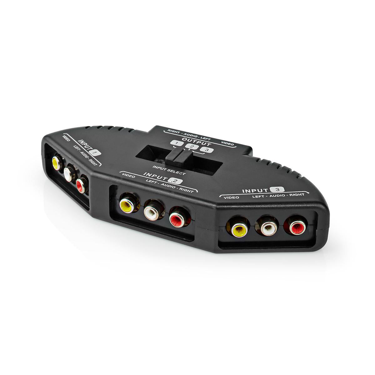 Composite-Video-Switch | 3-Port port(s) | Anschlüsse – Eingang: 3x Composite Video (RWY) | Anschlüsse – Ausgang: 1x Composite Video (RWY) | 1024x576 | ABS | Schwarz