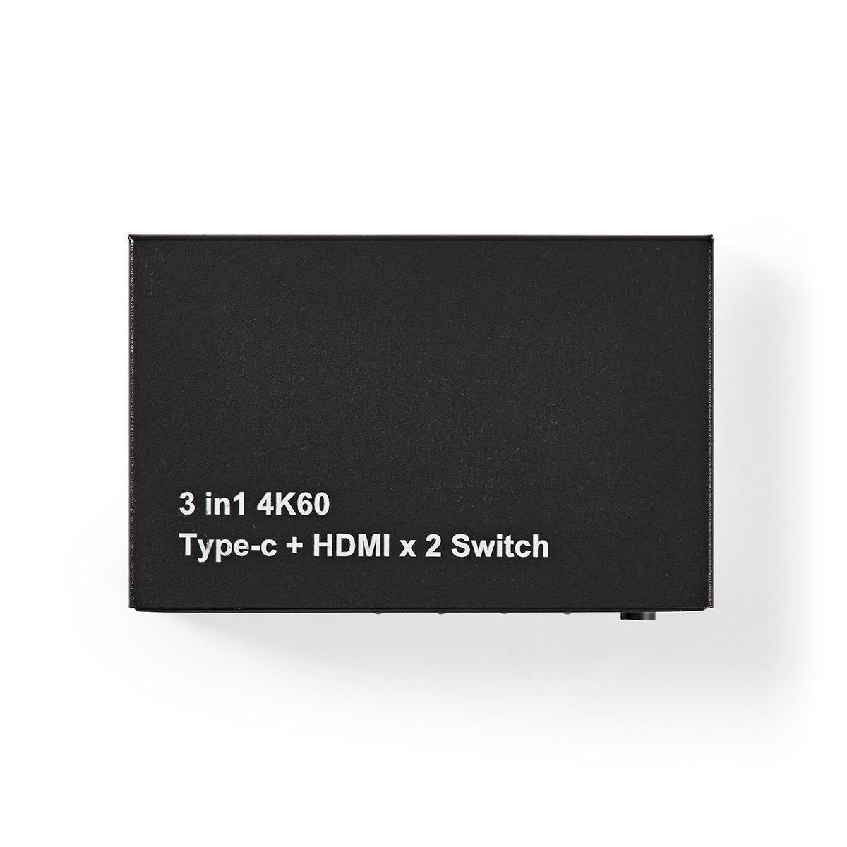 HDMI ™ Schalter | 3-Port port(s) | 1x USB-C™ / 2x HDMI™ Eingang | 1x HDMI™ Ausgang | 4K@60Hz | 18.0 Gbps | Metall | Anthrazit