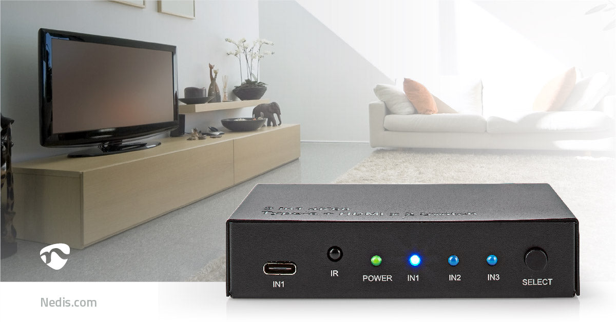 HDMI ™ Schalter | 3-Port port(s) | 1x USB-C™ / 2x HDMI™ Eingang | 1x HDMI™ Ausgang | 4K@60Hz | 18.0 Gbps | Metall | Anthrazit