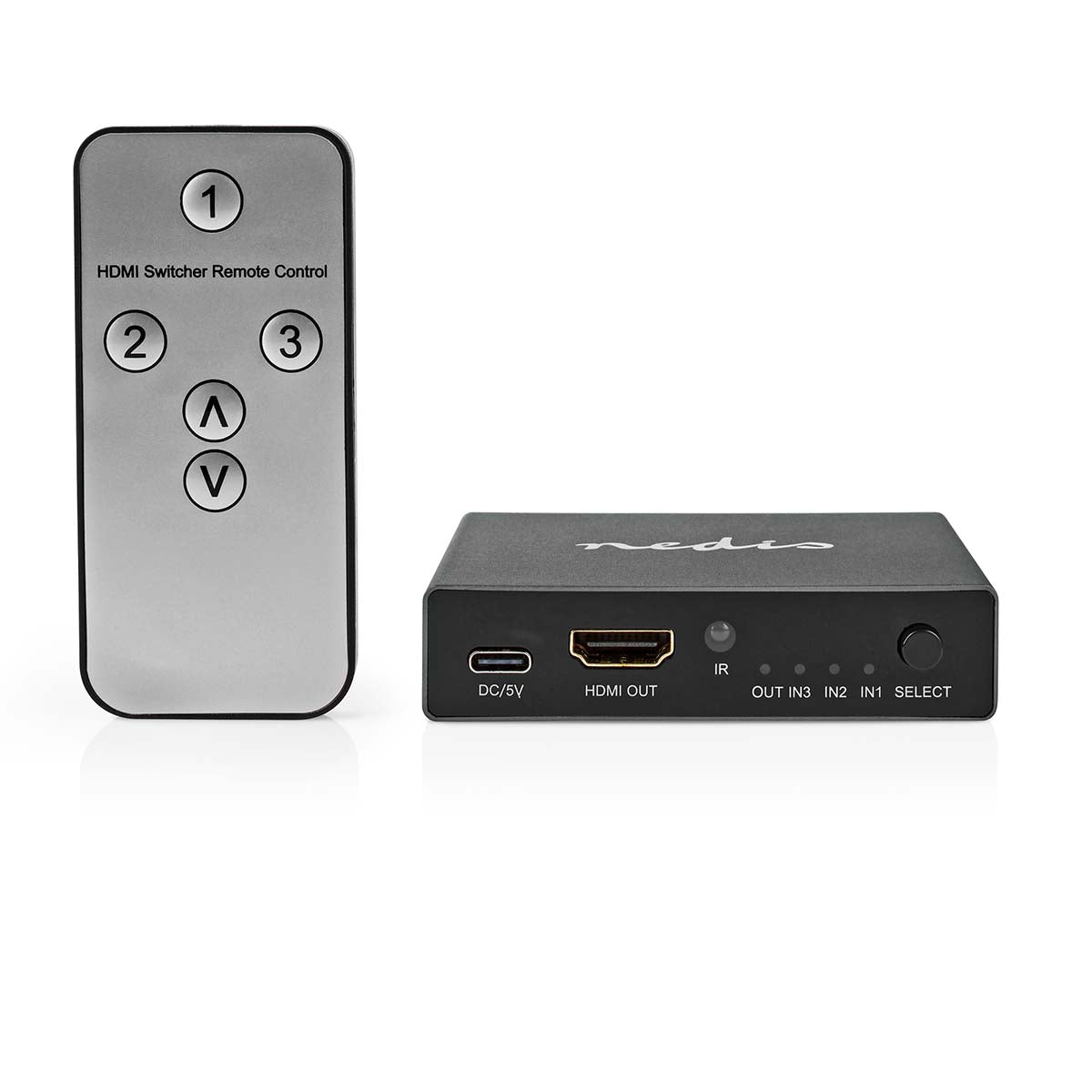 HDMI ™ Schalter | 3-Port port(s) | 3x HDMI™ Eingang | HDMI™ Ausgang | 8K@60Hz | 45 Gbps | ferngesteuert | Aluminium | Anthrazit