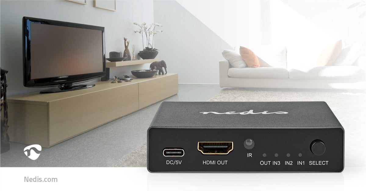 HDMI ™ Schalter | 3-Port port(s) | 3x HDMI™ Eingang | HDMI™ Ausgang | 8K@60Hz | 45 Gbps | ferngesteuert | Aluminium | Anthrazit